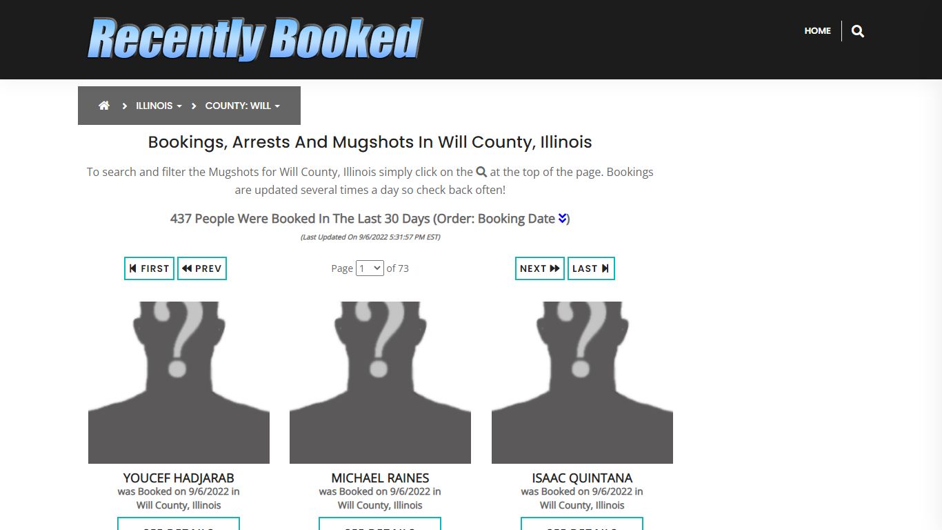 Recent bookings, Arrests, Mugshots in Will County, Illinois