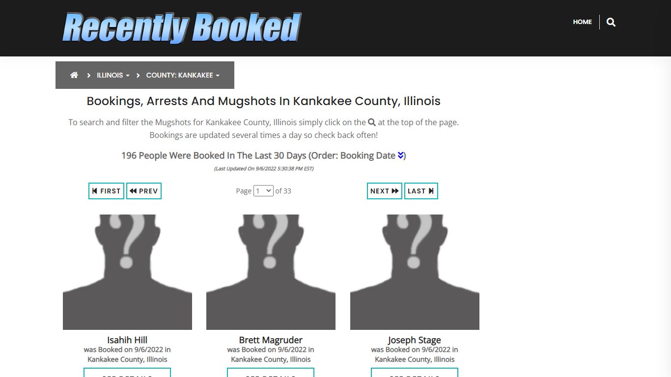 Bookings, Arrests and Mugshots in Kankakee County, Illinois